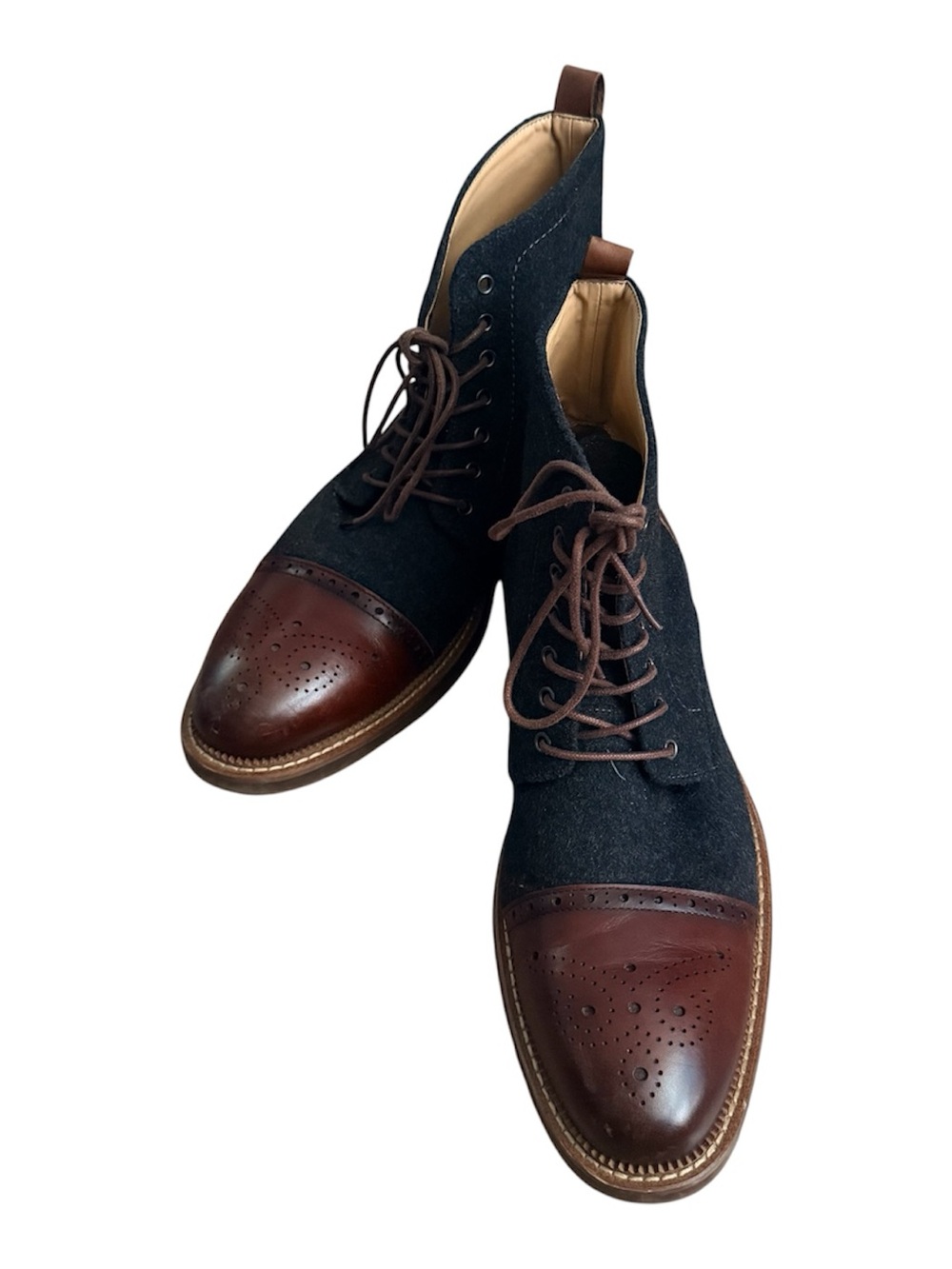 Joseph Abboud Charcoal Mahogany Lace Up Cap Toe Men's Ankle Boots Leather 12
